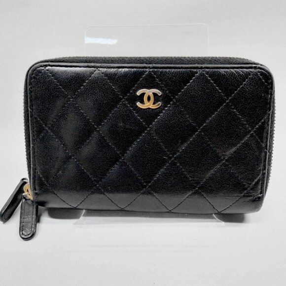 $1995 Authentic CHANEL Made in ITALY Women's Black Leather Double Zipper Wallet - Picture 1 of 13
